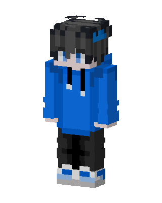 Blue Hoodie Boy skin, 3D preview