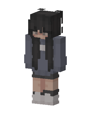 Gray Hoodie Girl skin, 3D preview