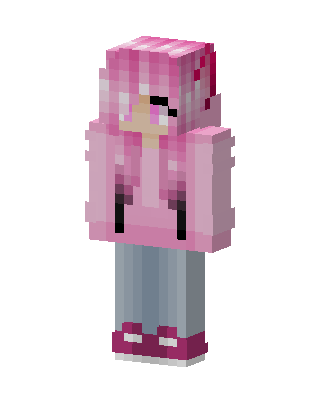 Pink Hoodie Girl skin, 3D preview