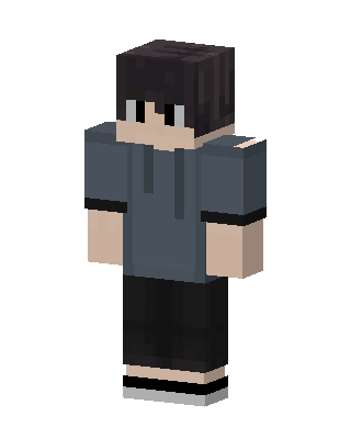 Gray Hoodie Boy skin, 3D preview