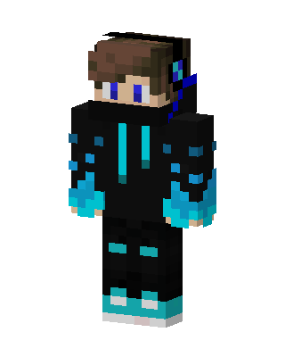Cyan Flame Hoodie skin, 3D preview