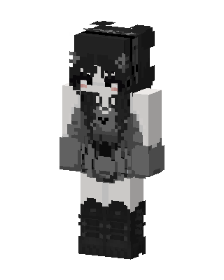 Monochrome Goth Girl skin, 3D preview