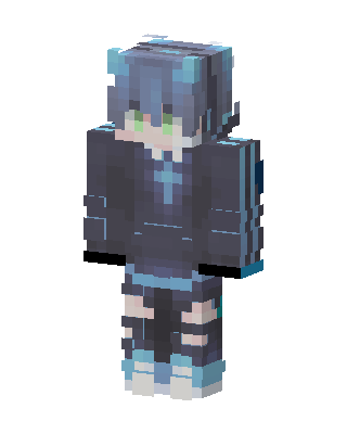 Blue Oni Hoodie skin, 3D preview