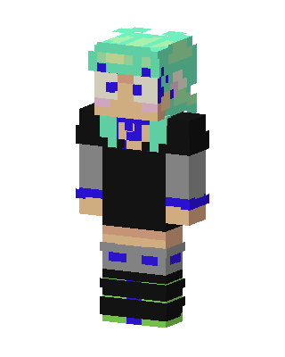 Teal E-Girl skin, 3D preview