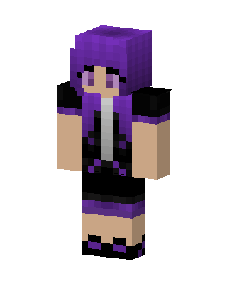 Purple Hoodie Girl skin, 3D preview