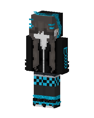 Cyan Hoodie Girl skin, 3D preview