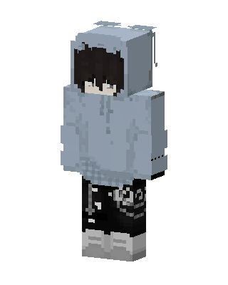 Gray Hoodie Boy skin, 3D preview