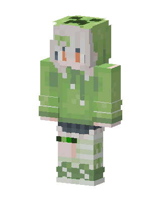 Creeper Hoodie Girl skin, 3D preview