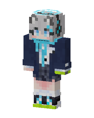 Blue Anime Girl skin, 3D preview