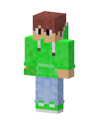Green Hoodie Boy skin, 3D preview