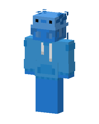 Blue Axolotl Hoodie skin, 3D preview
