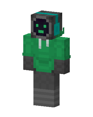 Green Glowing Hoodie Boy skin, 3D preview