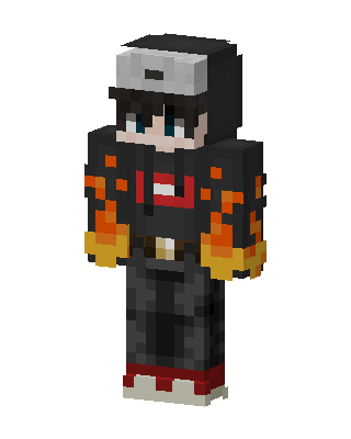 Flame Hoodie Boy skin, 3D preview