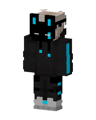 Black Glowing Cat Boy skin, 3D preview
