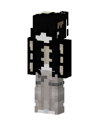 Monochrome Hoodie Girl skin, 3D preview