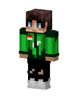 Green Hoodie Boy skin, 3D preview