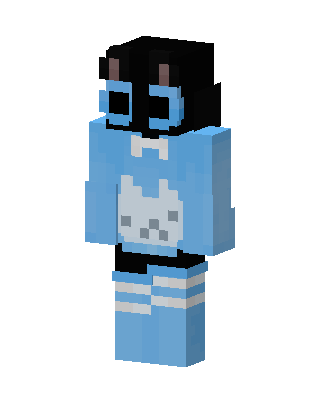 Blue Cat Hoodie skin, 3D preview