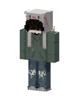 Axolotl Hoodie Boy skin, 3D preview