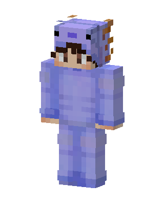 Purple Dino Onesie skin, 3D preview
