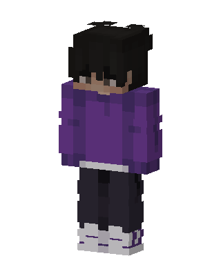 Purple Hoodie Boy skin, 3D preview