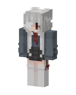 Silver Eyepatch Girl skin, 3D preview