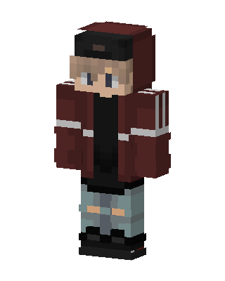 Maroon Hoodie Boy skin, 3D preview