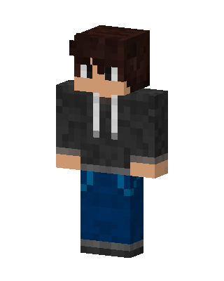 Black Hoodie Boy skin, 3D preview