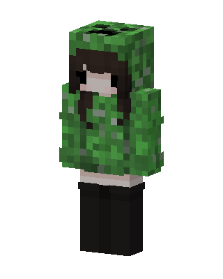 Creeper Hoodie Girl skin, 3D preview