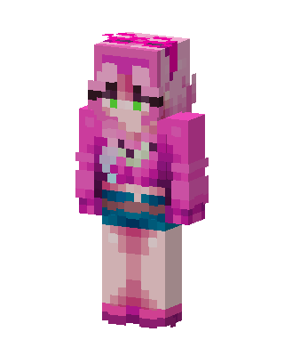Pink Hoodie Girl skin, 3D preview