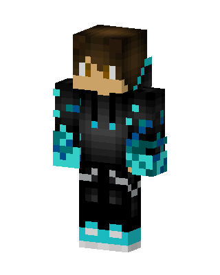 Cyan Flame Hoodie skin, 3D preview