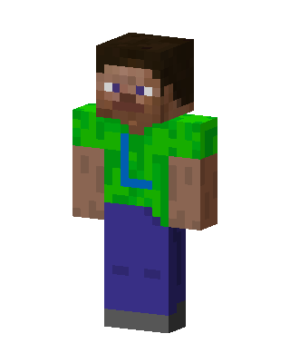 Green Shirt Steve skin, 3D preview