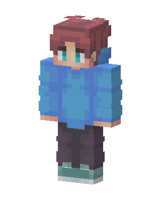 Blue Hoodie Boy skin, 3D preview