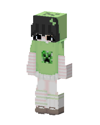 Creeper Hoodie Girl skin, 3D preview