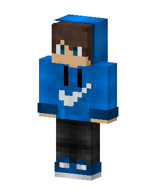 Blue Hoodie Boy skin, 3D preview