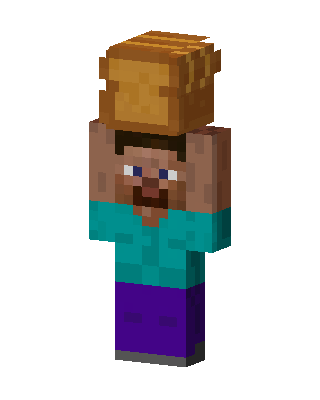 Bread Head Steve skin, 3D preview