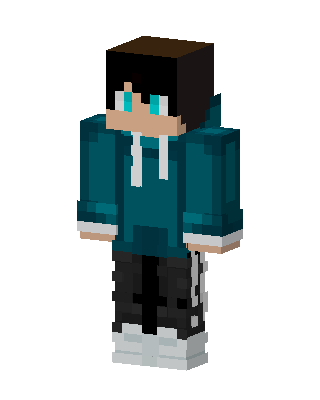 Teal Hoodie Boy skin, 3D preview