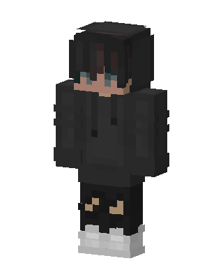 Dark Hoodie Boy skin, 3D preview