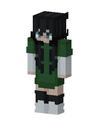 Green Dress Girl skin, 3D preview