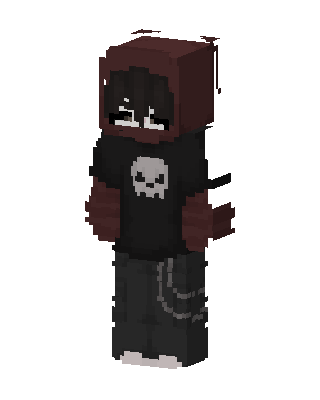 Black Hooded Emo Boy skin, 3D preview