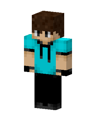 Cyan Hoodie Boy skin, 3D preview