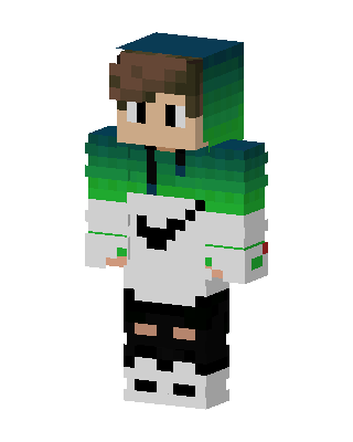 Green Hoodie Boy skin, 3D preview