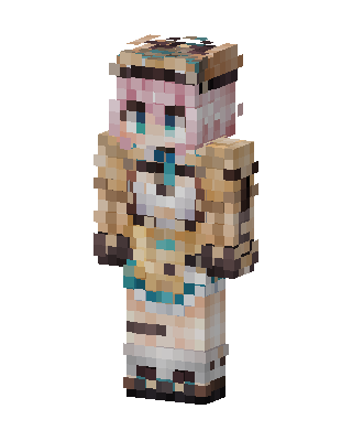 Teal Cream Maid skin, 3D preview