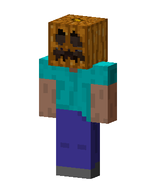 Pumpkin Head Steve skin, 3D preview