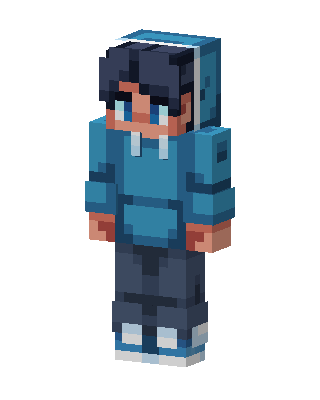 Blue Hoodie Boy skin, 3D preview