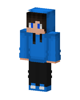 Blue Hoodie Boy skin, 3D preview