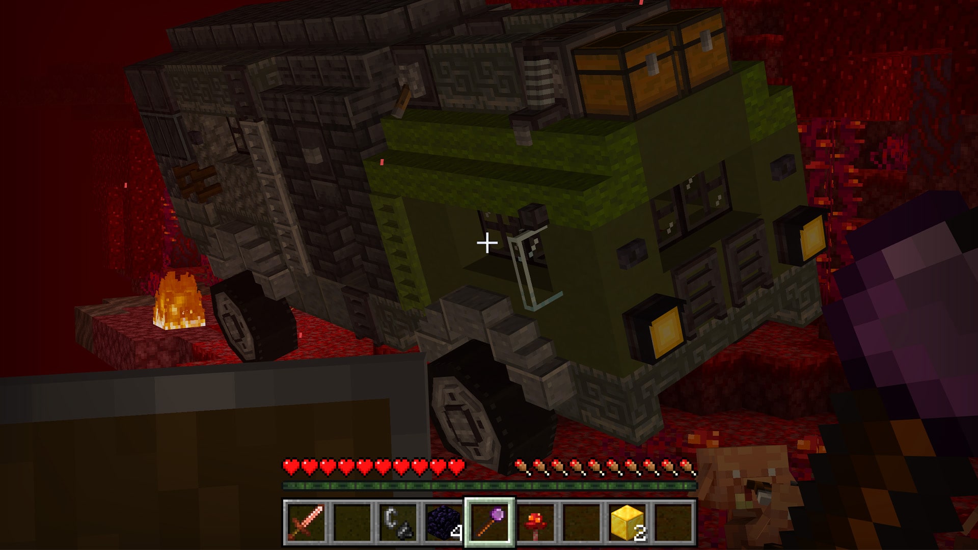 An armored off-roader in the Nether